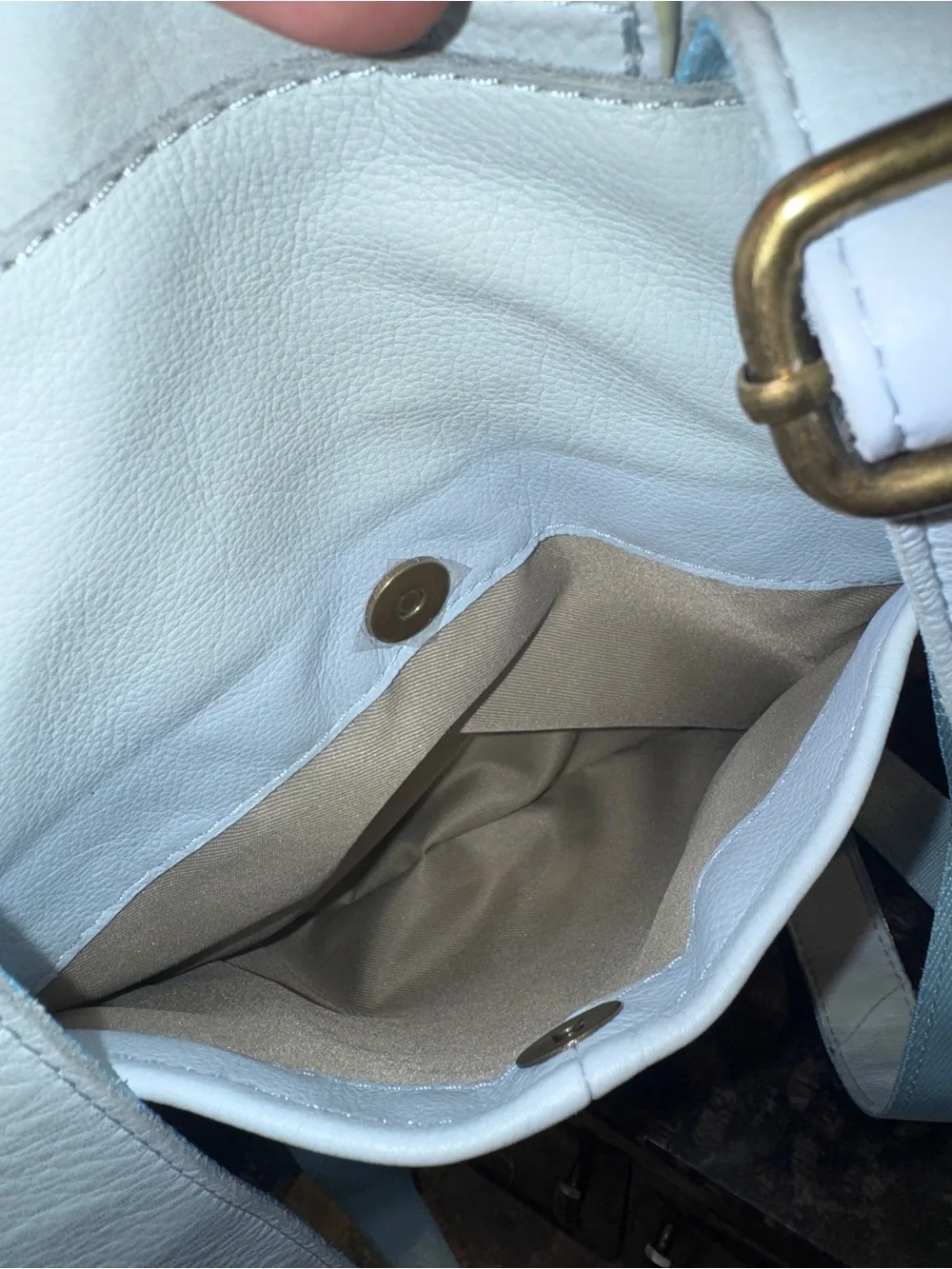 American Leather Light Blue Leather Backpack